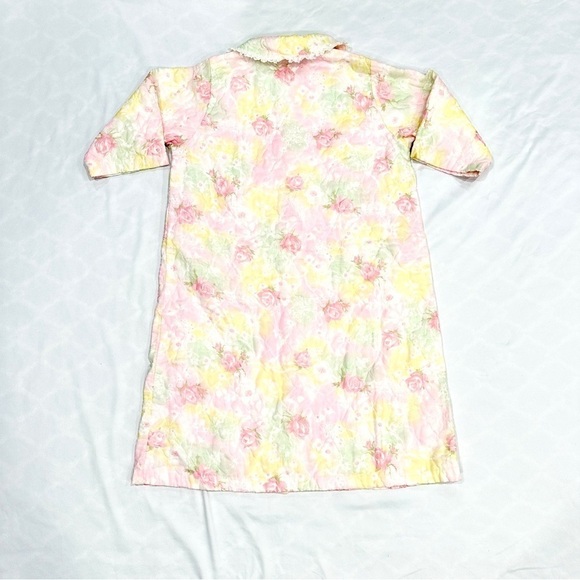 Vintage Pastel Floral Short Sleeve Quilted Housecoat Bed Jacket Robe - Picture 8 of 10